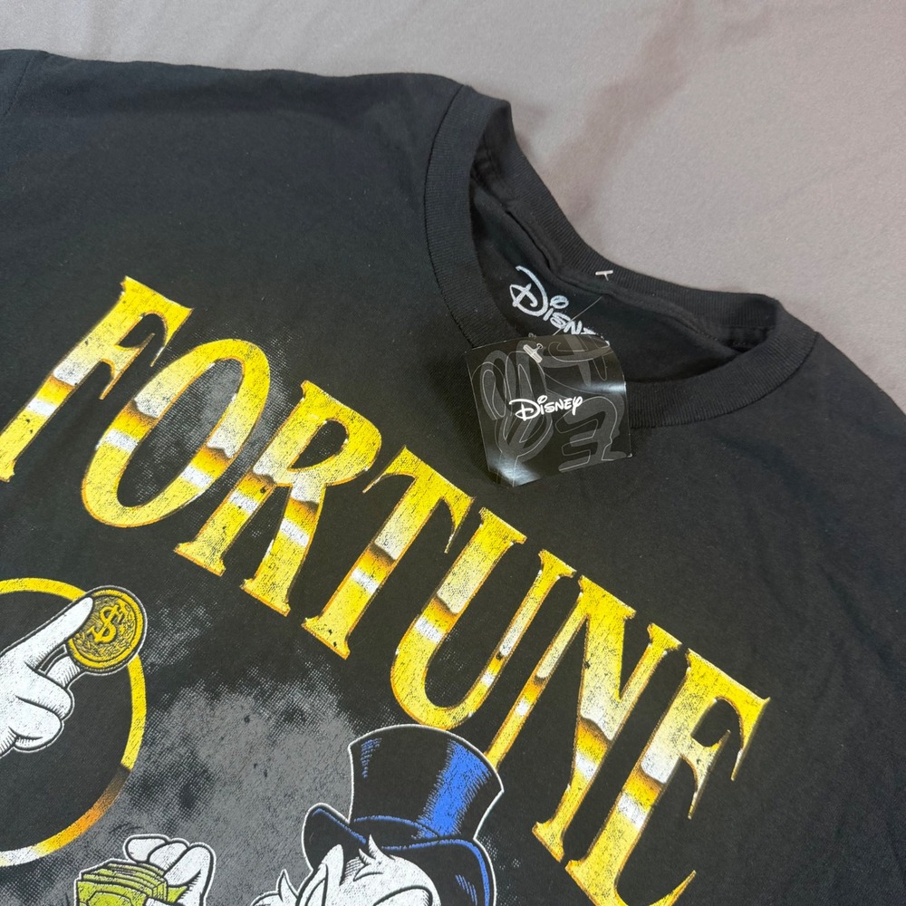 Disney Scrooge McDuck Fortune Challenge Accepted Black Graphic T-Shirt XL NEW
